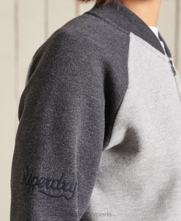 Superdry femmes blousons vintage oversize en jersey D64Z6039 vêtements gris