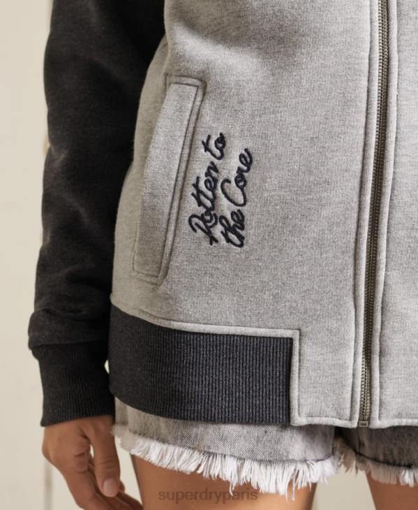 Superdry femmes blousons vintage oversize en jersey D64Z6039 vêtements gris