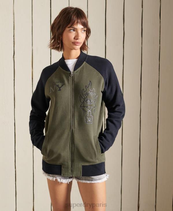 Superdry femmes blousons vintage oversize en jersey D64Z6040 vêtements vert