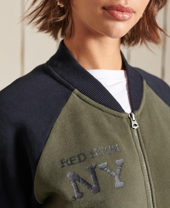 Superdry femmes blousons vintage oversize en jersey D64Z6040 vêtements vert