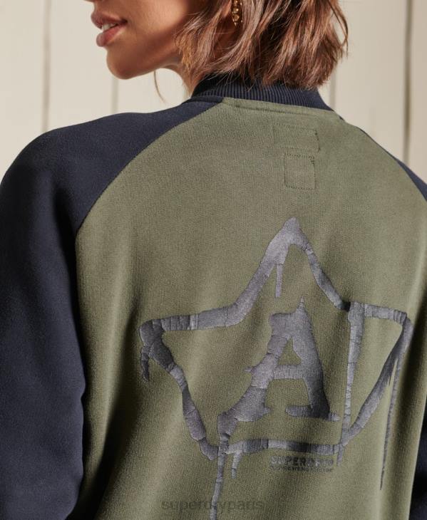 Superdry femmes blousons vintage oversize en jersey D64Z6040 vêtements vert