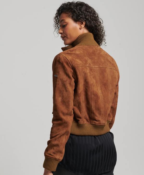 Superdry femmes bombardier en daim à col en tricot studios D64Z3535 vêtements bronzer