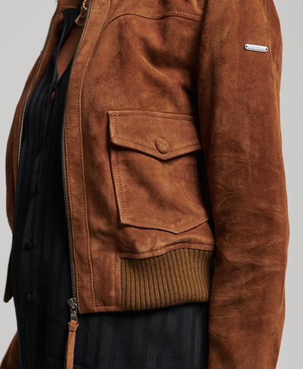 Superdry femmes bombardier en daim à col en tricot studios D64Z3535 vêtements bronzer