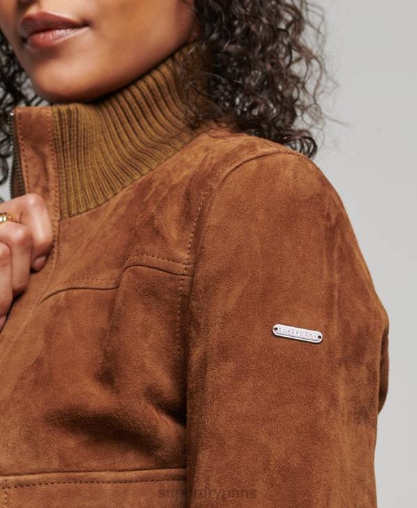 Superdry femmes bombardier en daim à col en tricot studios D64Z3535 vêtements bronzer