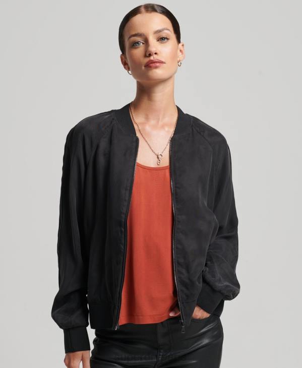 Superdry femmes bomber en cupro D64Z5606 vêtements noir