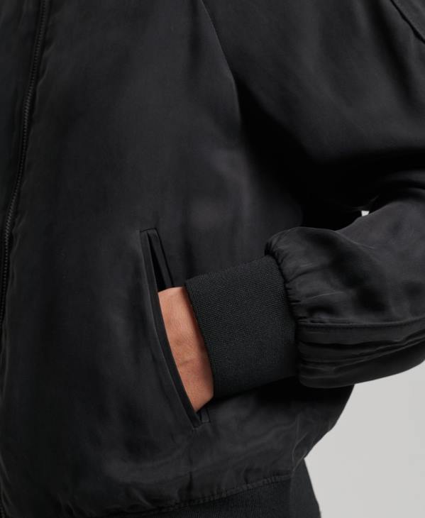 Superdry femmes bomber en cupro D64Z5606 vêtements noir