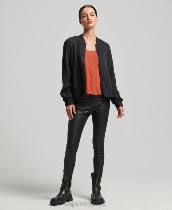 Superdry femmes bomber en cupro D64Z5606 vêtements noir