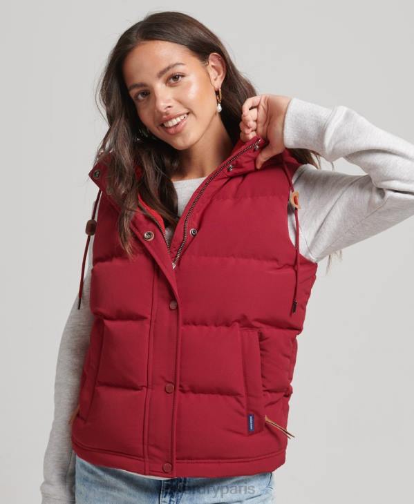 Superdry femmes doudoune à capuche everest D64Z3667 vêtements rouge