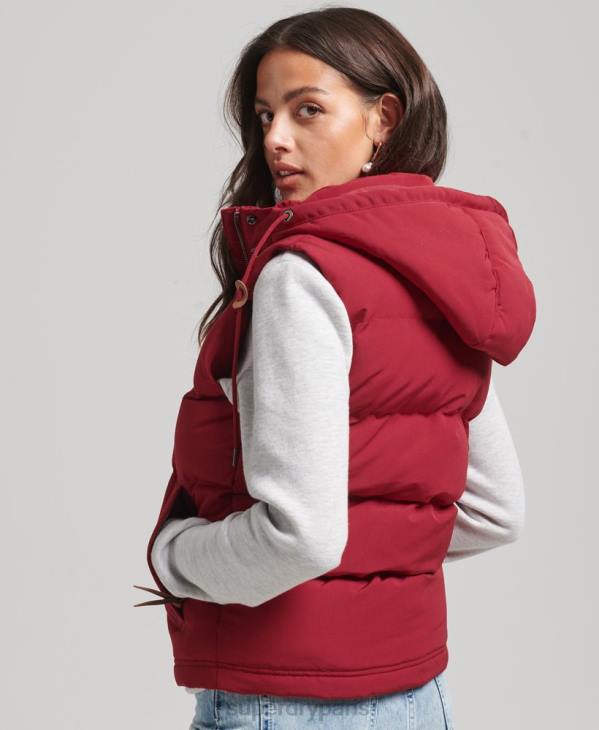 Superdry femmes doudoune à capuche everest D64Z3667 vêtements rouge