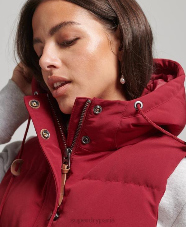 Superdry femmes doudoune à capuche everest D64Z3667 vêtements rouge