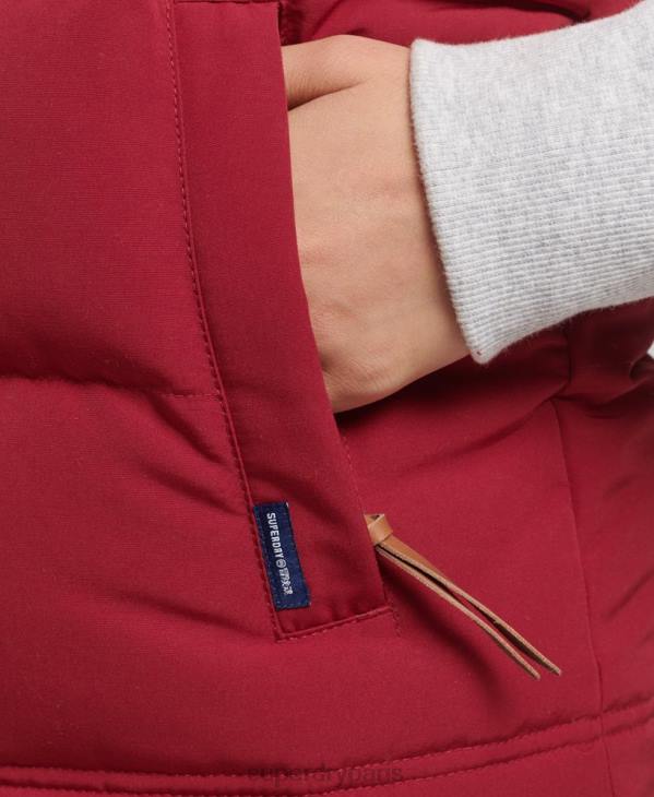 Superdry femmes doudoune à capuche everest D64Z3667 vêtements rouge