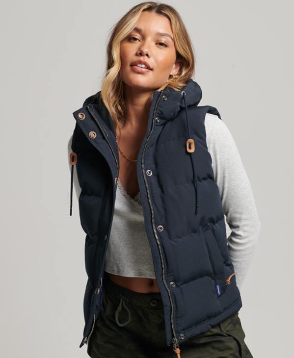 Superdry femmes doudoune à capuche everest D64Z3805 vêtements marine
