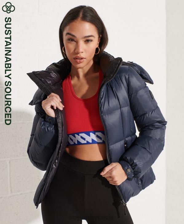 Superdry femmes doudoune à capuche montagne D64Z5598 vêtements marine