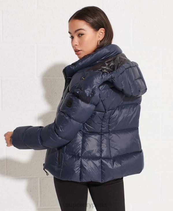 Superdry femmes doudoune à capuche montagne D64Z5598 vêtements marine