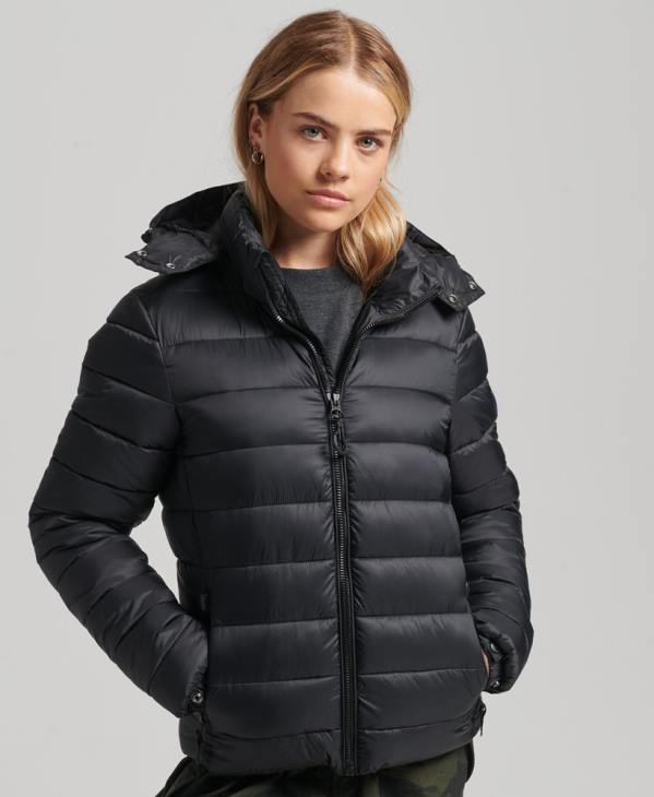 Superdry femmes doudoune classique à capuche D64Z3565 vêtements noir