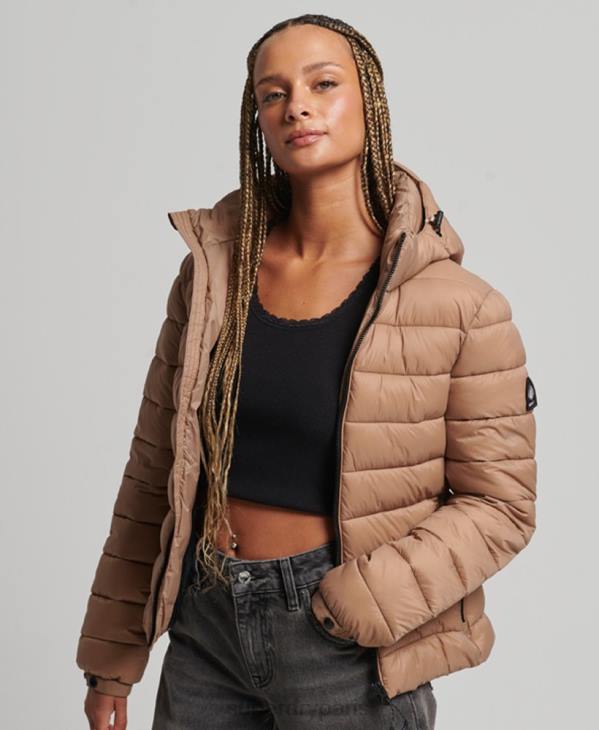 Superdry femmes doudoune classique à capuche D64Z3686 vêtements brun