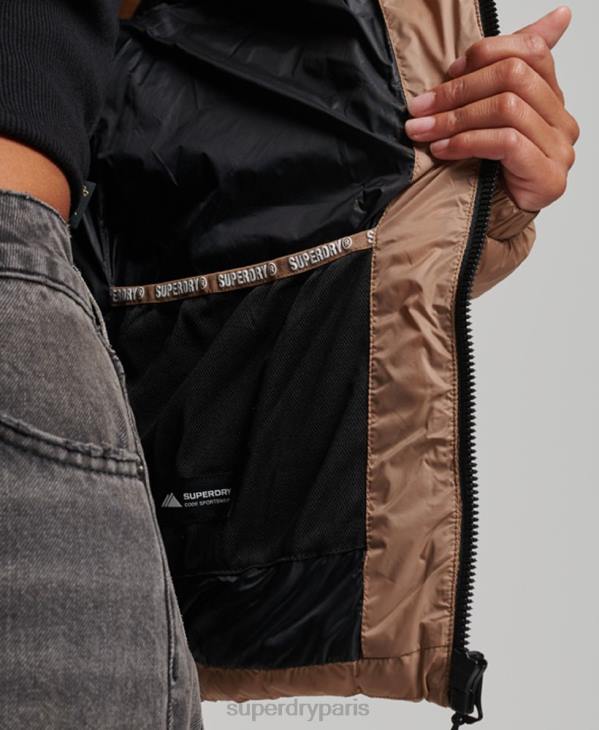 Superdry femmes doudoune classique à capuche D64Z3686 vêtements brun