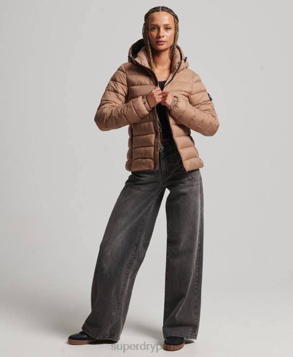 Superdry femmes doudoune classique à capuche D64Z3686 vêtements brun