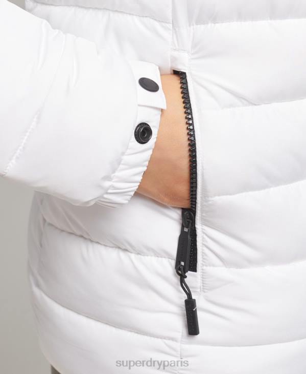 Superdry femmes doudoune courte à capuche en fausse fourrure D64Z3669 vêtements blanc