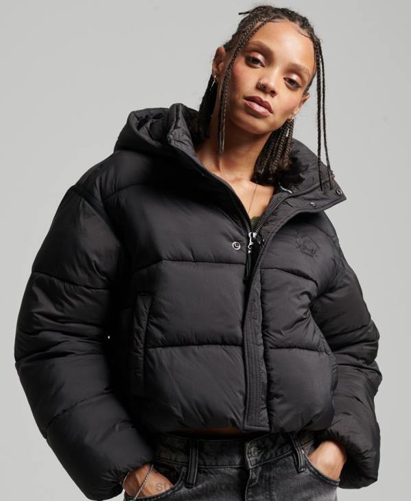 Superdry femmes doudoune crop cocon D64Z3564 vêtements noir