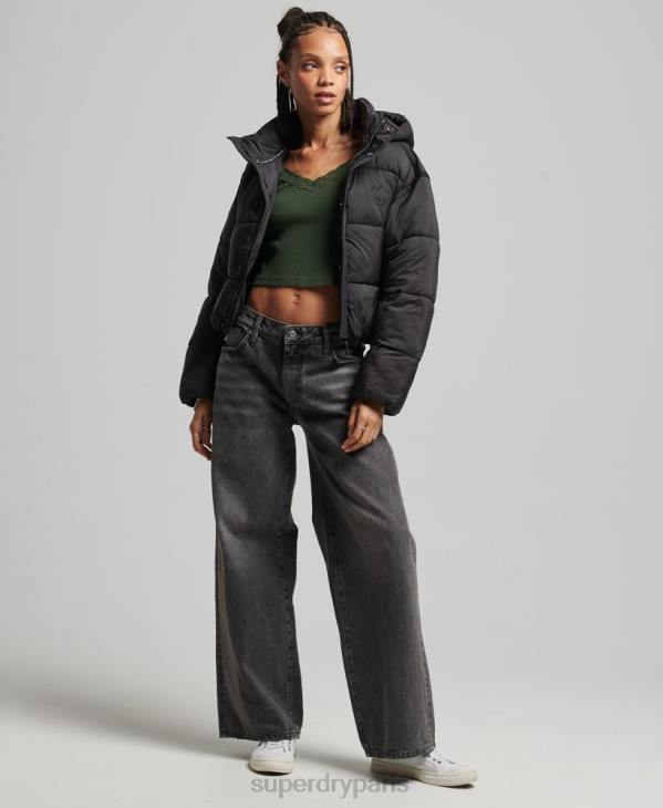 Superdry femmes doudoune crop cocon D64Z3564 vêtements noir