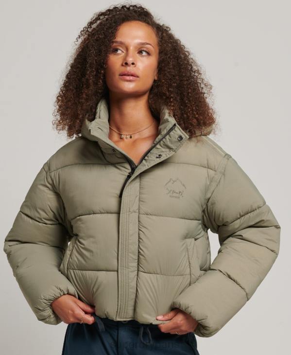 Superdry femmes doudoune crop cocon D64Z3577 vêtements kaki