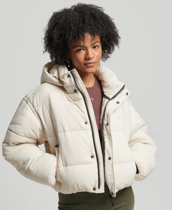 Superdry femmes doudoune crop cocon D64Z3642 vêtements crème