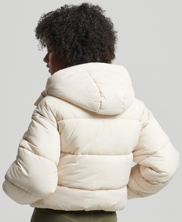 Superdry femmes doudoune crop cocon D64Z3642 vêtements crème