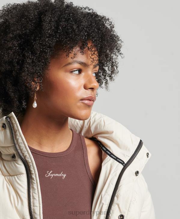 Superdry femmes doudoune crop cocon D64Z3642 vêtements crème