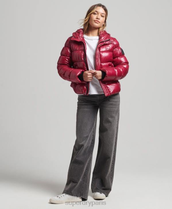 Superdry femmes doudoune de sport brillante à capuche D64Z3607 vêtements rose