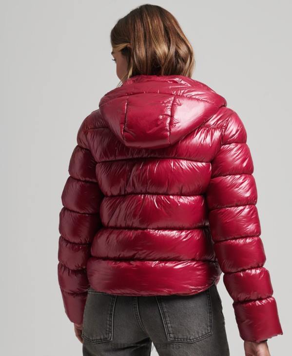 Superdry femmes doudoune de sport brillante à capuche D64Z3607 vêtements rose