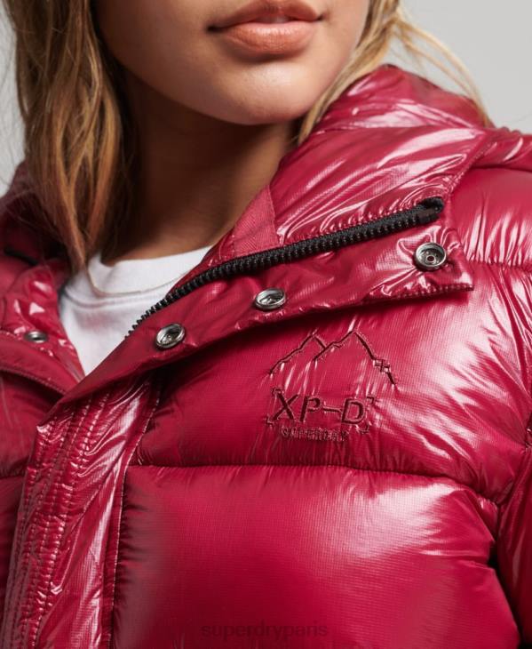 Superdry femmes doudoune de sport brillante à capuche D64Z3607 vêtements rose