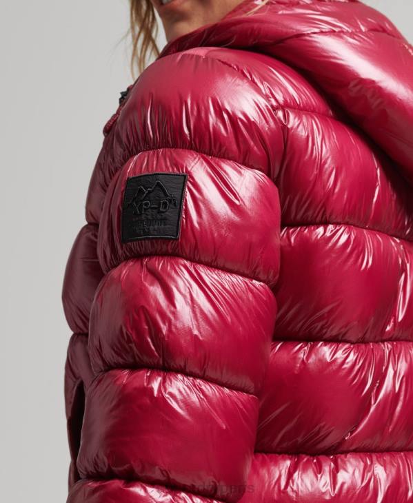 Superdry femmes doudoune de sport brillante à capuche D64Z3607 vêtements rose