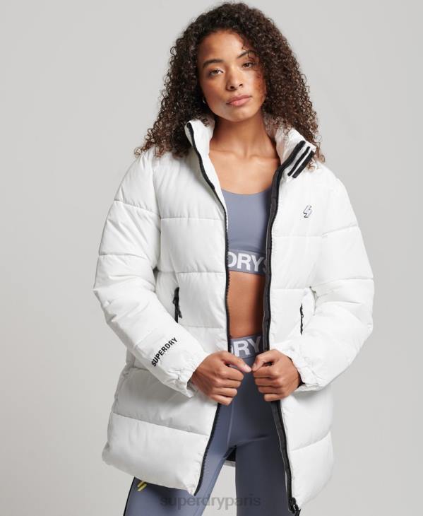 Superdry femmes doudoune de sport longue D64Z5414 vêtements blanc