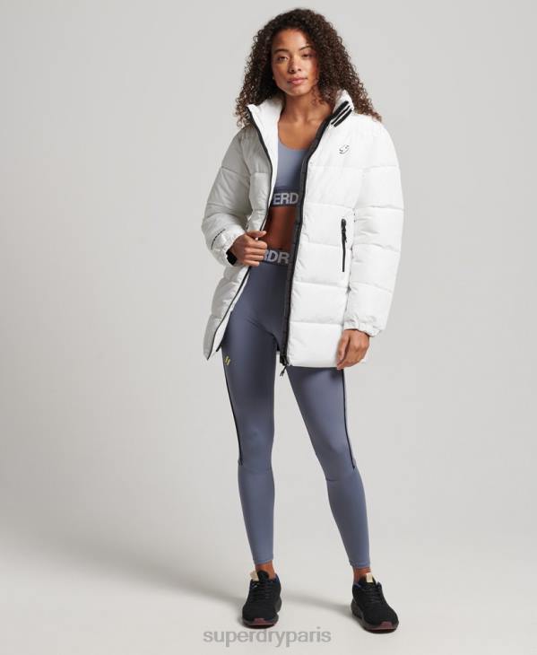Superdry femmes doudoune de sport longue D64Z5414 vêtements blanc