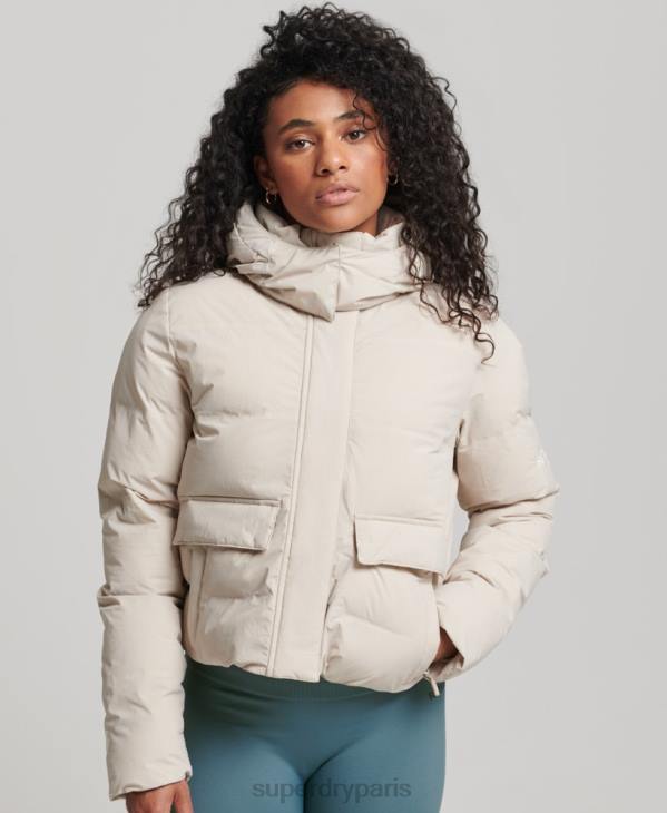 Superdry femmes doudoune droite train D64Z5548 vêtements beige