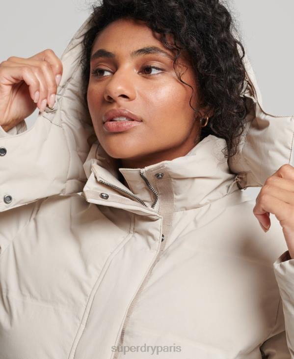 Superdry femmes doudoune droite train D64Z5548 vêtements beige