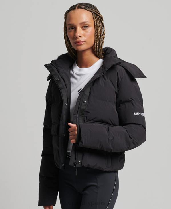 Superdry femmes doudoune droite train D64Z5596 vêtements noir