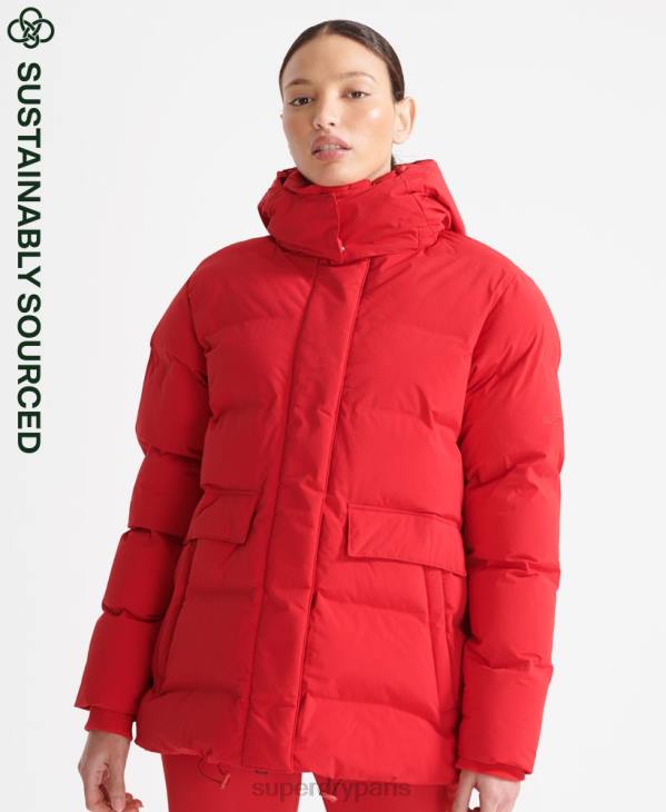 Superdry femmes doudoune droite train D64Z5729 vêtements rouge