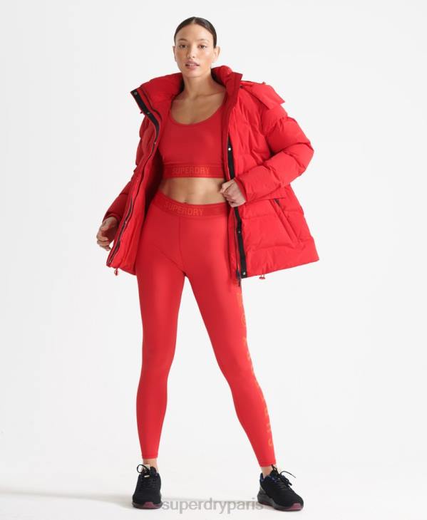 Superdry femmes doudoune droite train D64Z5729 vêtements rouge