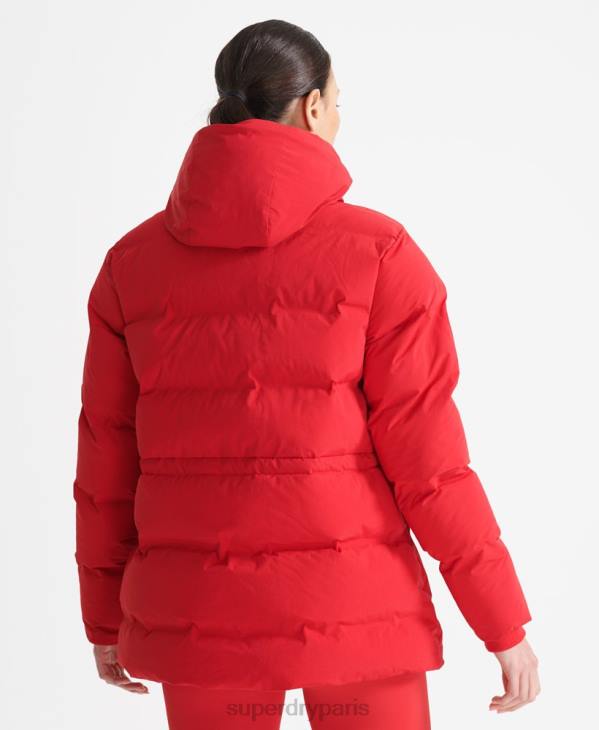 Superdry femmes doudoune droite train D64Z5729 vêtements rouge
