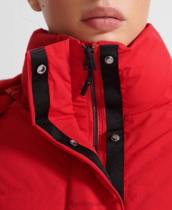 Superdry femmes doudoune droite train D64Z5729 vêtements rouge