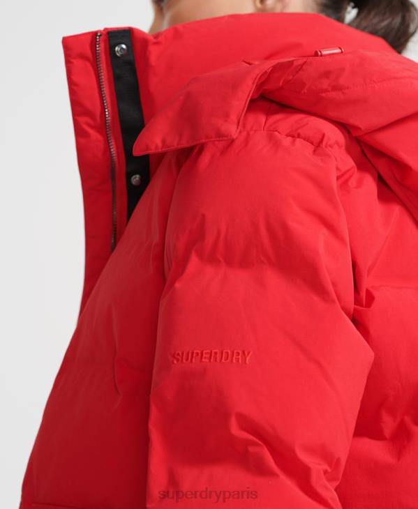 Superdry femmes doudoune droite train D64Z5729 vêtements rouge