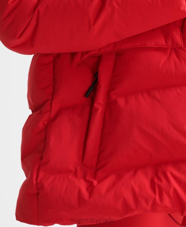 Superdry femmes doudoune droite train D64Z5729 vêtements rouge