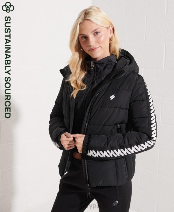 Superdry femmes doudoune esprit bande logo code D64Z5649 vêtements noir
