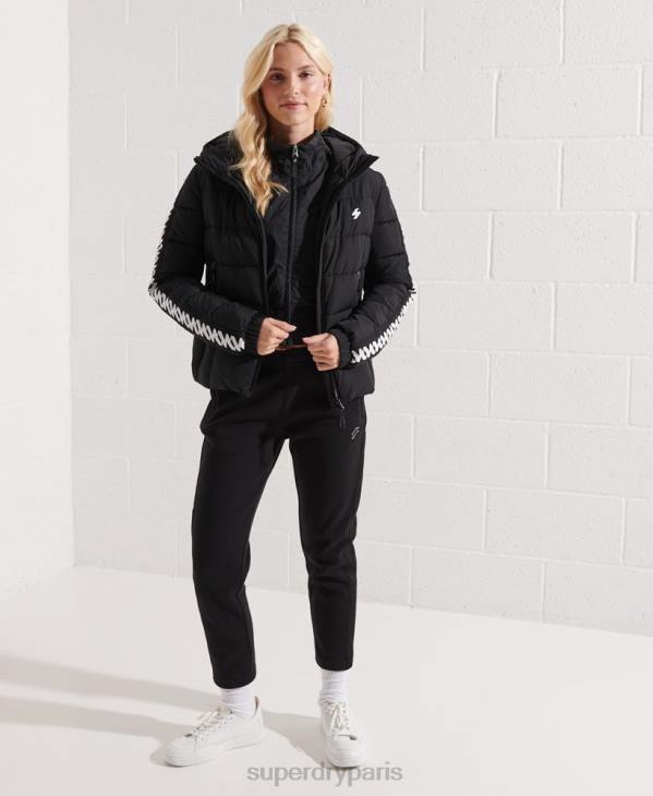 Superdry femmes doudoune esprit bande logo code D64Z5649 vêtements noir