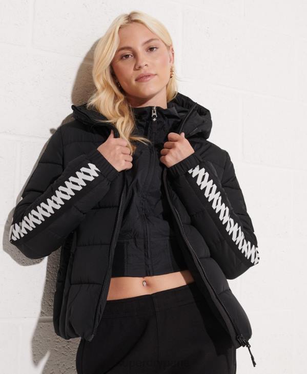 Superdry femmes doudoune esprit bande logo code D64Z5649 vêtements noir