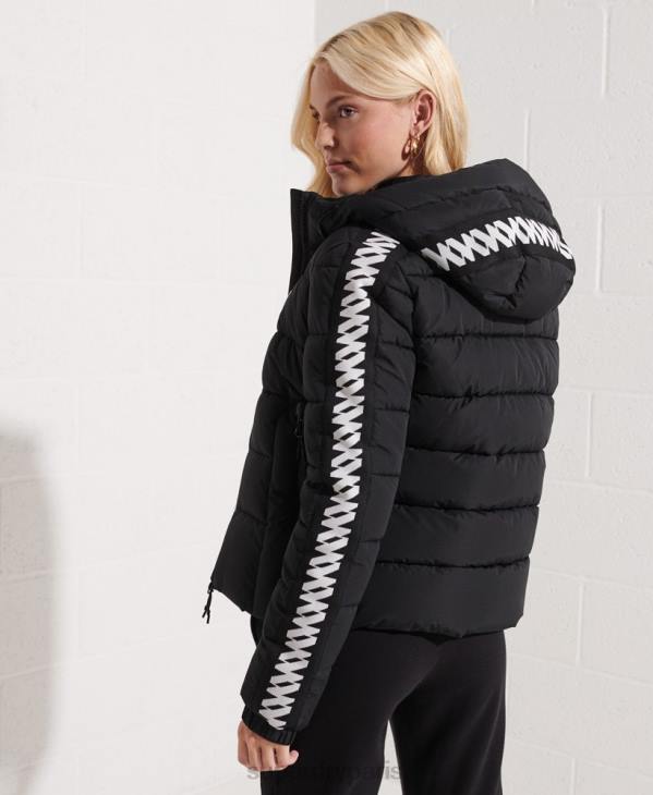 Superdry femmes doudoune esprit bande logo code D64Z5649 vêtements noir