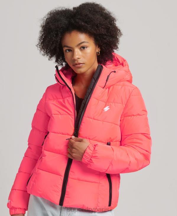 Superdry femmes doudoune esprit sport à capuche D64Z3698 vêtements corail