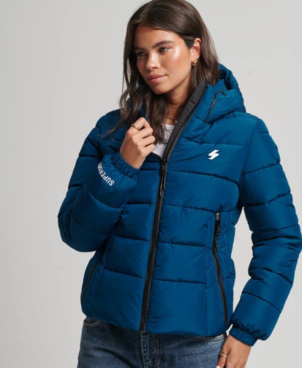 Superdry femmes doudoune esprit sport à capuche D64Z3723 vêtements bleu